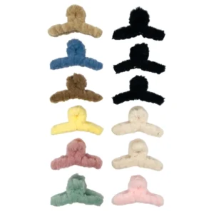 (12 pcs) Faux Fur Feather Hair Clips