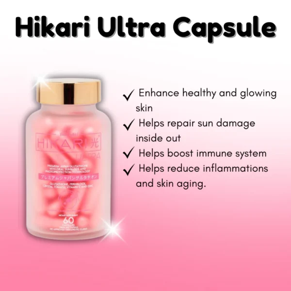 HIKARI Japan Glutathione with Oral Sunblock and PhotoProtection Technology 60 capsules - Image 2